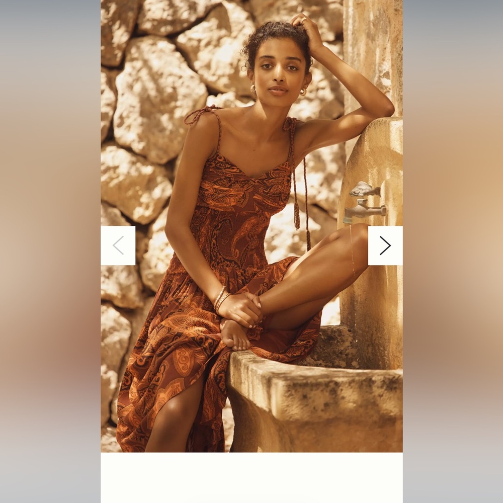 Farm Rio x Anthropologie Rust Paisley Maxi Dress
